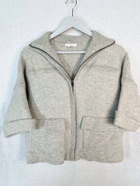 Duffy Wool Cashmere Light Gray Zip-Front Women's Sweater Jacket size Small